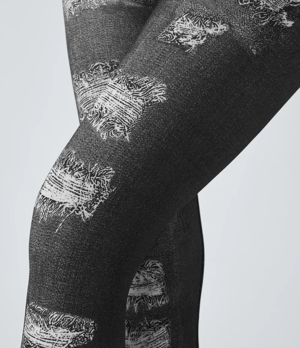 Seamless Flow High Waisted Denim Print Casual Leggings