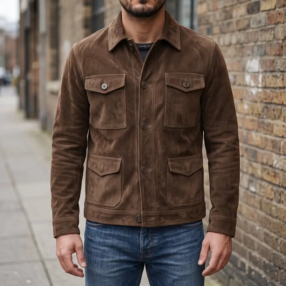 Classic Suede Trucker Shirt Jacket Jacket