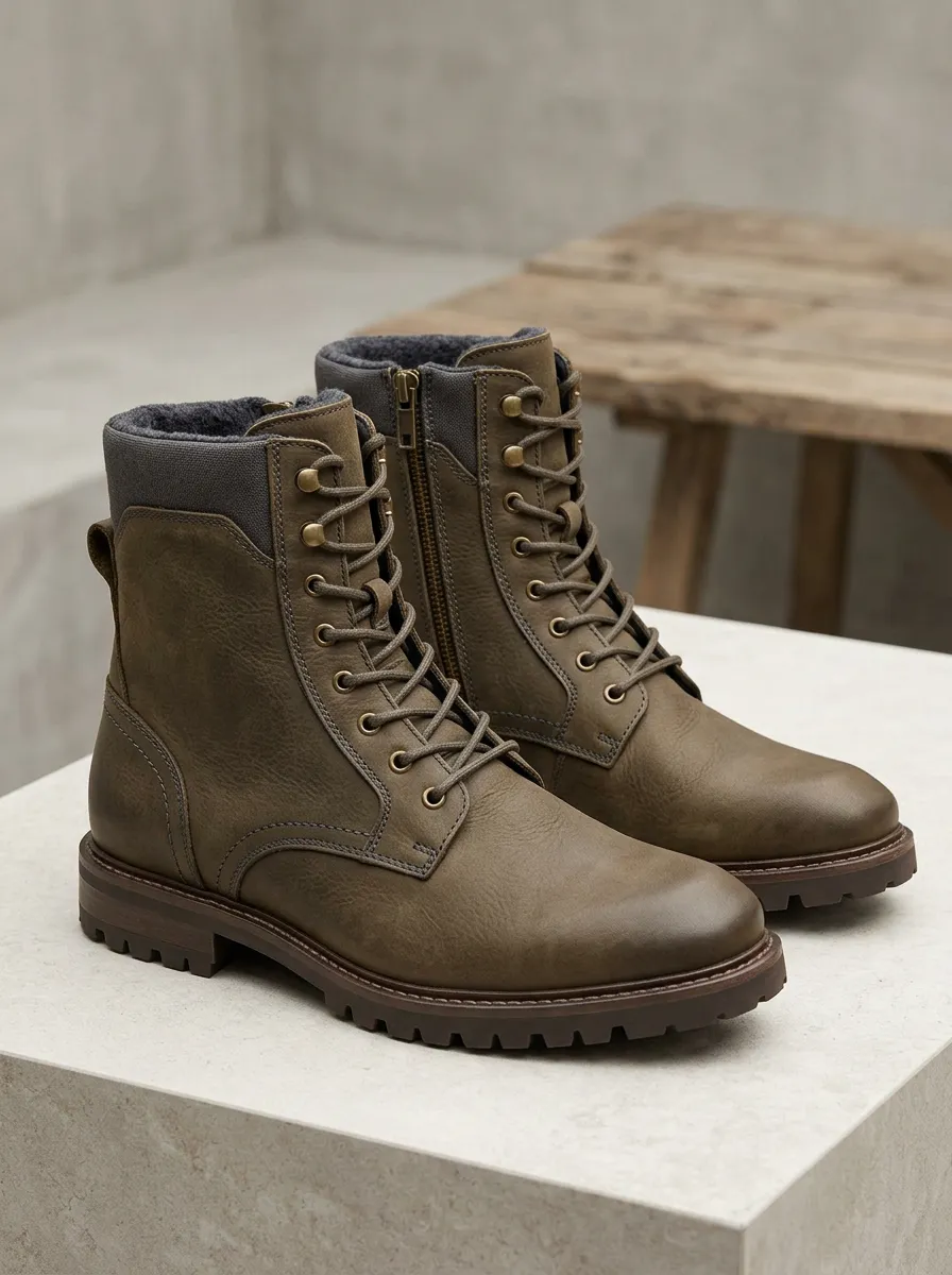 Men's Lace Up Olive Green Lace Up Combat Boots