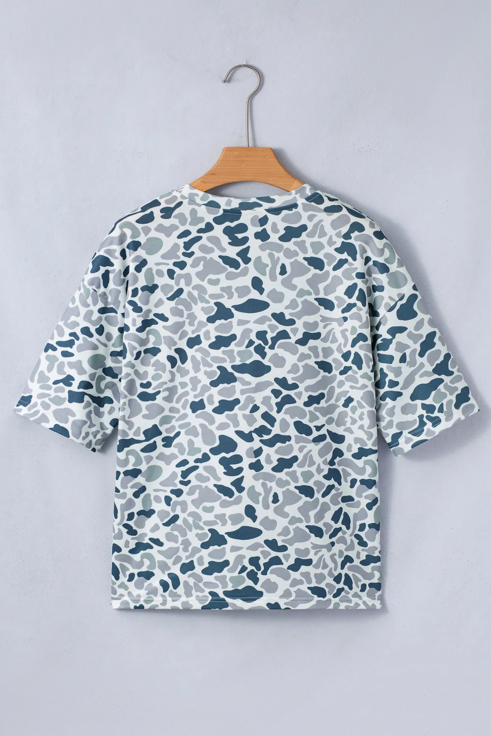 Gray Camouflage Print Single Chest Tee