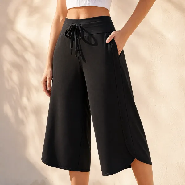 Tulip-hem Capri Pants with Pockets