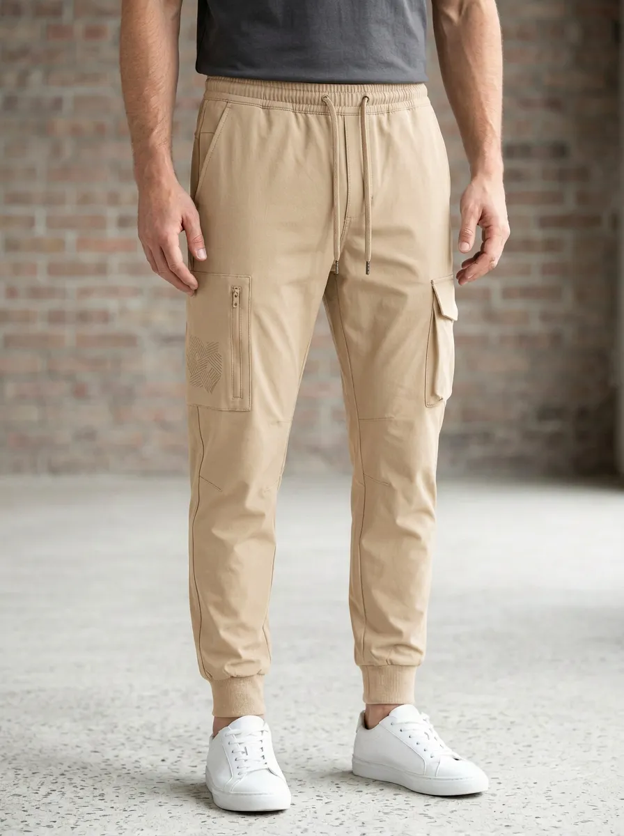 Contemporary Geometric Graphic Print Look Men's Cargo Jogger Pants