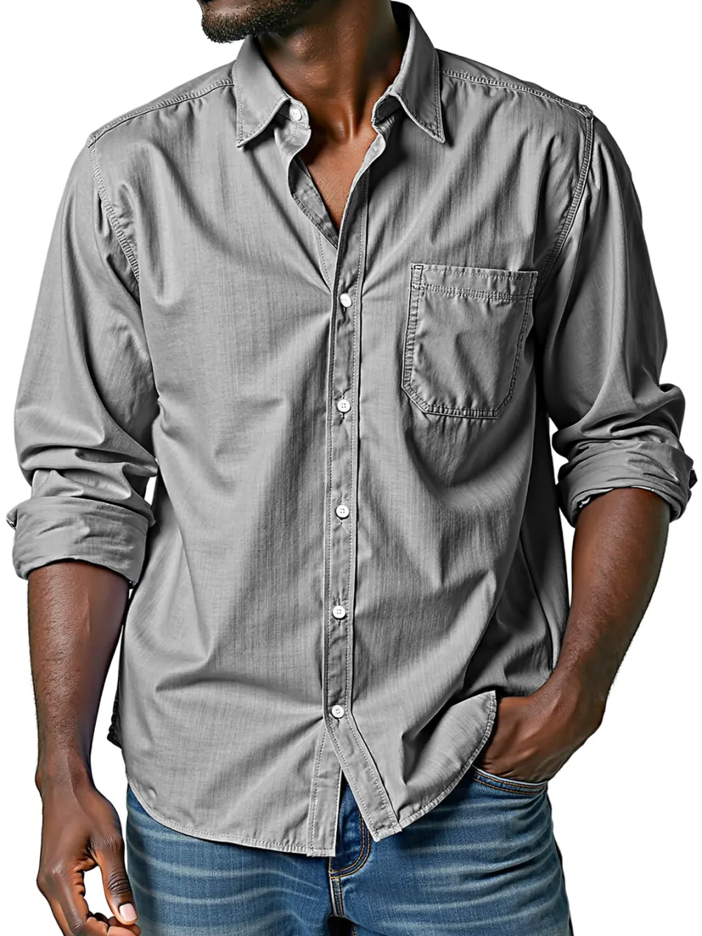 Long Sleeve Camp Collar Shirt