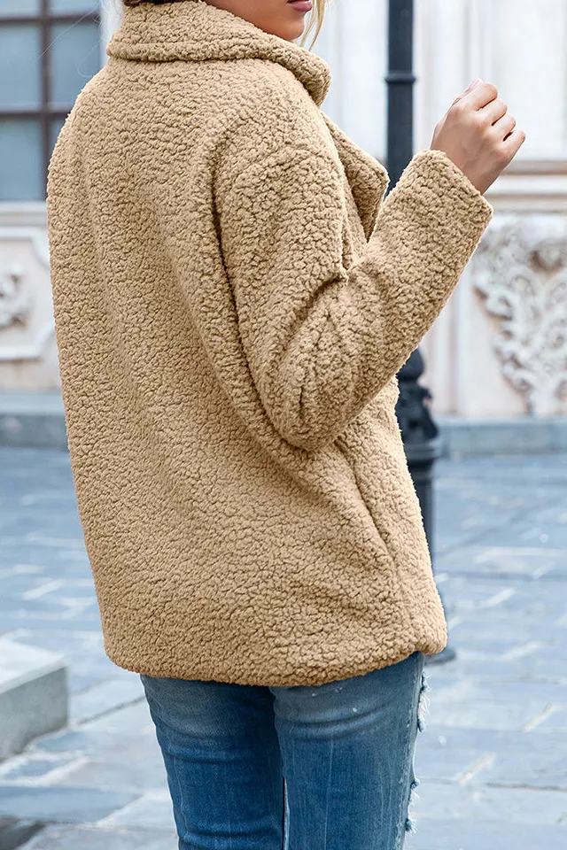 Lapel Collar Sherpa Coat