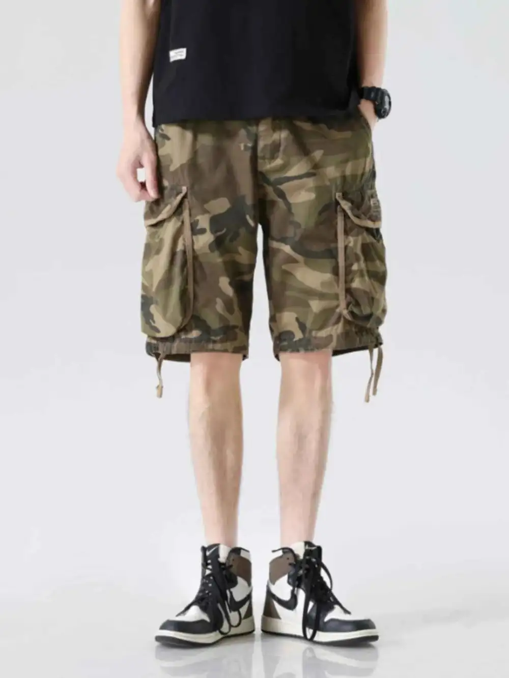 Camouflage Cargo Shorts with Multiple Pockets