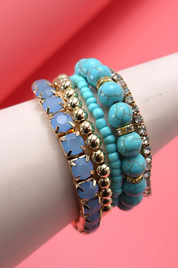 Rhinestone Glass Stretch Bracelet Set