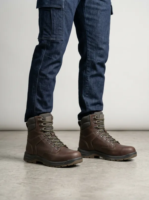 Men's Leaf Logo Embossed Work Boots