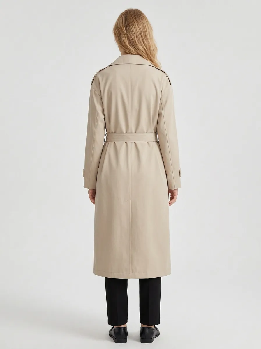 Women's Statement Belted Classic Long Trench Coat
