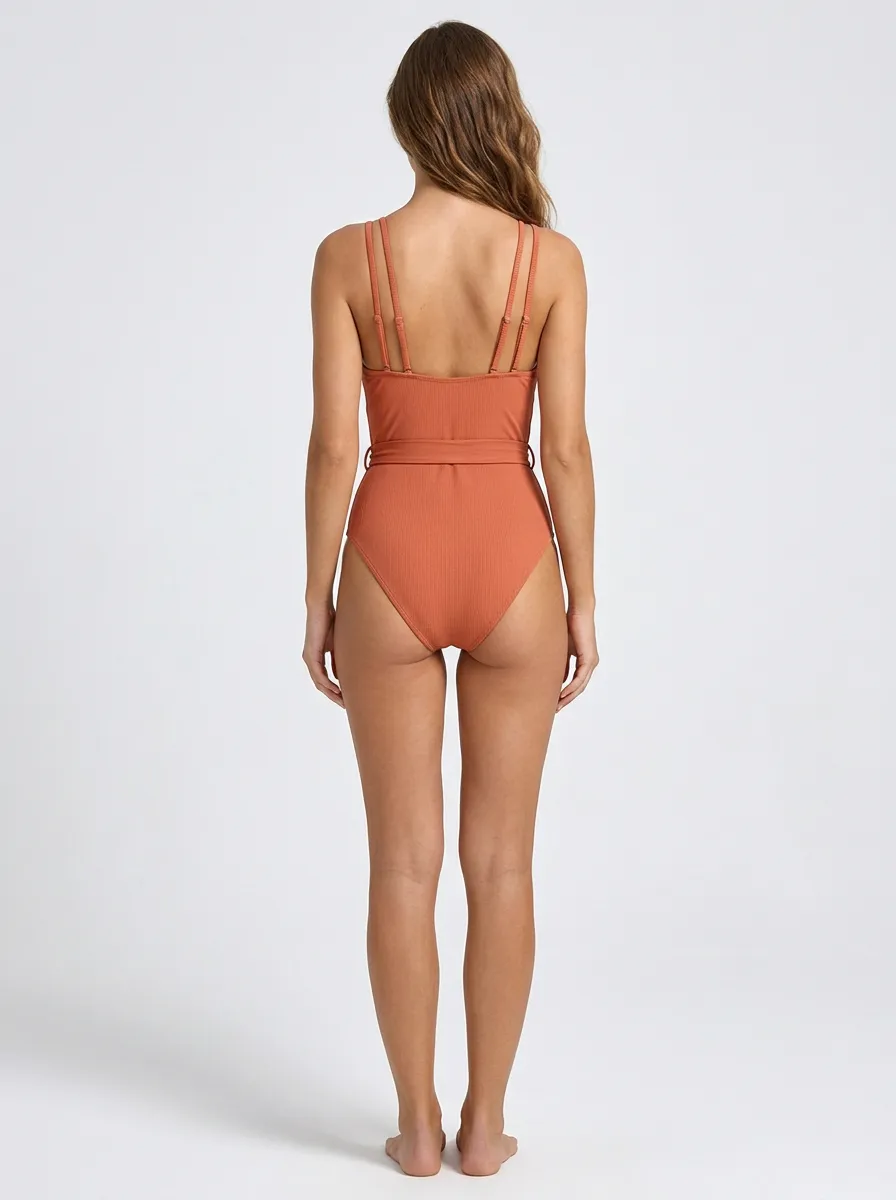 Women's Modern Ribbed One-Piece Swimsuit