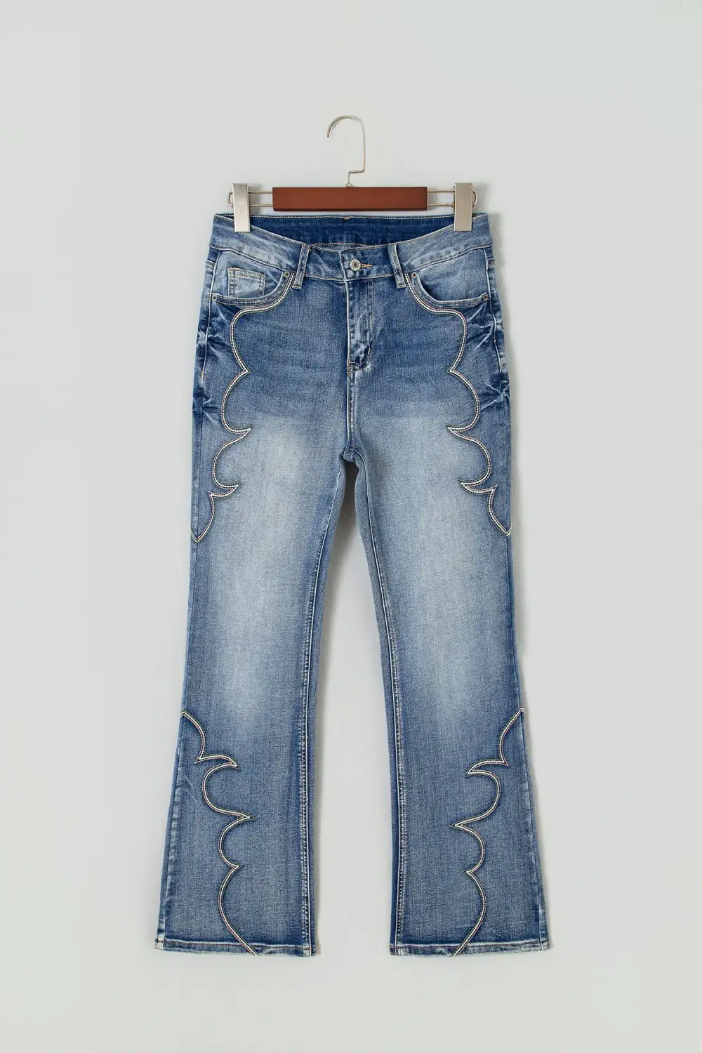 Women's Western Embroidered Flare Full Length Jeans