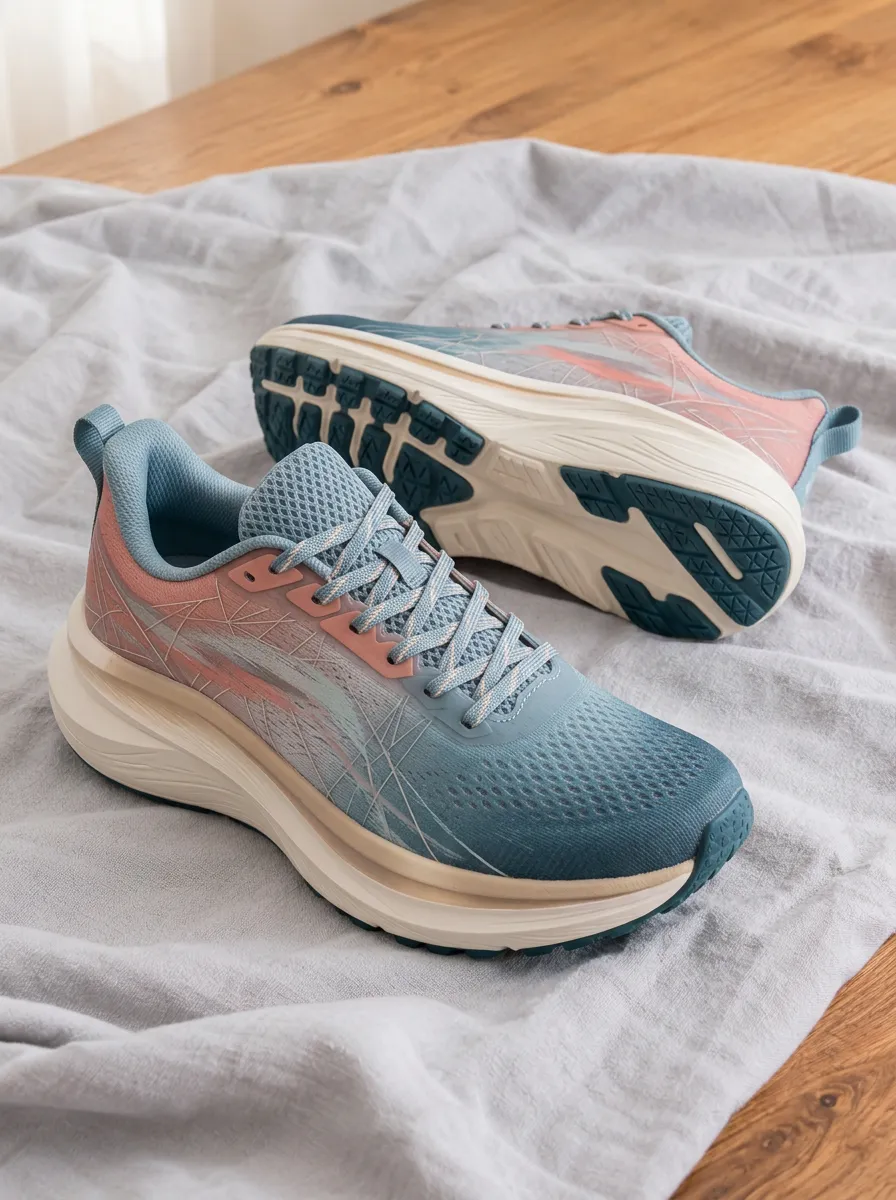 Women's Gradient Mesh Geometric Pattern Printed Sneakers