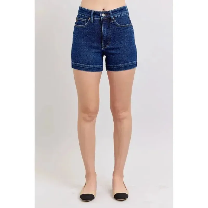 High-Waist Tummy Control Denim Shorts