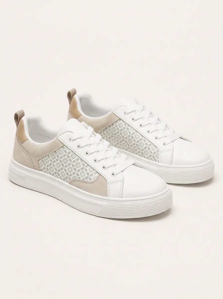 Men's Geometric Floral Pattern Skate Shoes