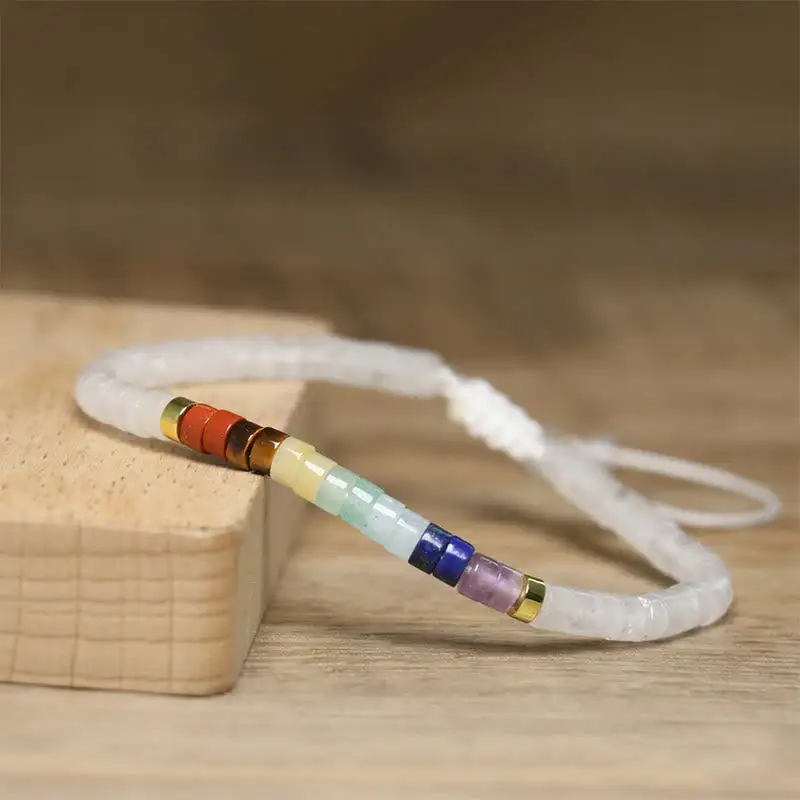 Natural Crystal Onyx Spacer Bead Bracelet