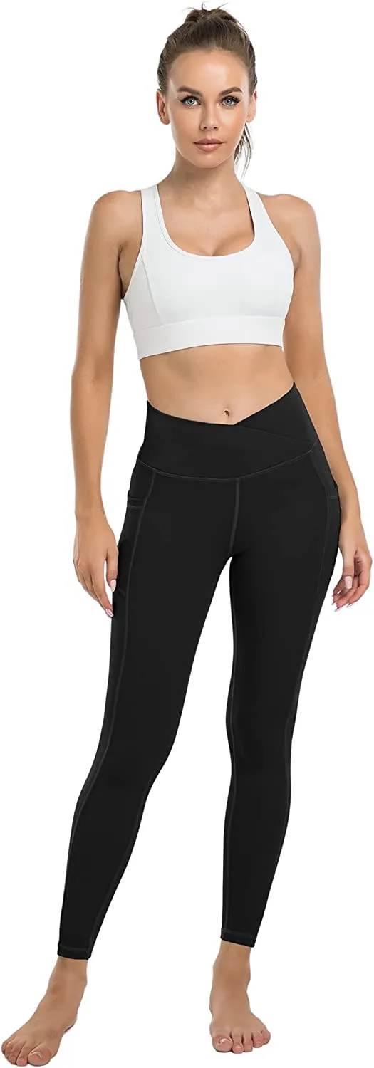 YOUNGCHARM 4 Pack Leggings with Pockets for Women,High Waist Tummy Control Workout Yoga Pants