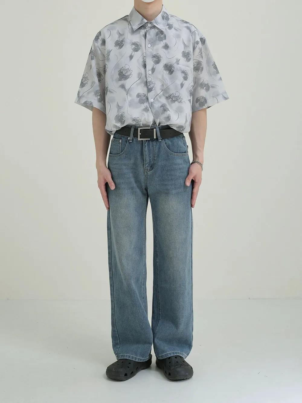 Basic Washed Straight Leg Jeans