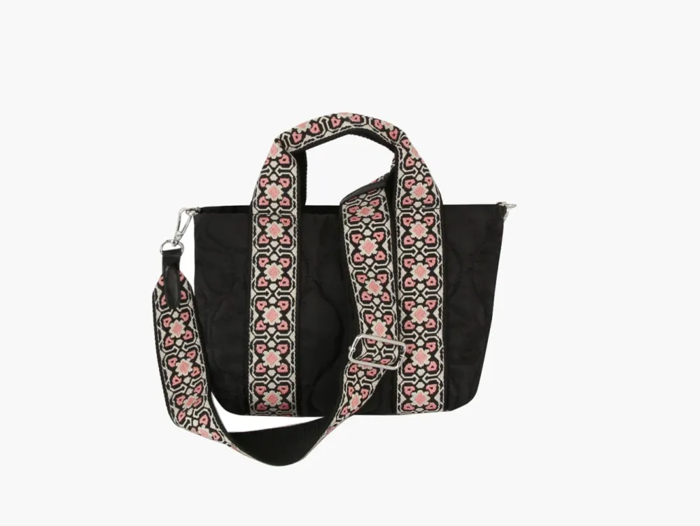 Quilted Top Handle Pocketed Tote Bag