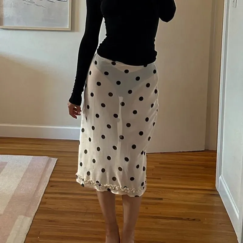 Modern Mesh Ruffle Midi Skirt