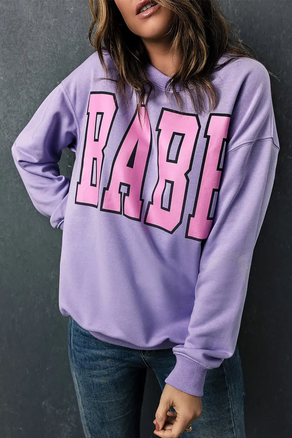 BABE Letter Graphic Sweatshirt