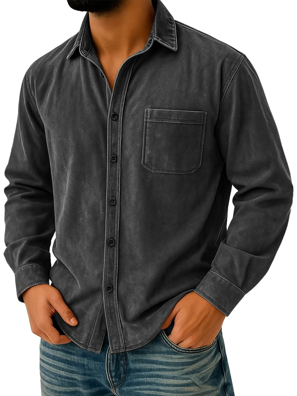 Suede Feel Pocket Shirt