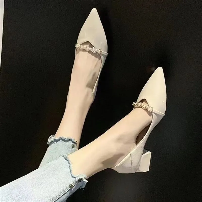Pointed Toe Block Heel Pumps