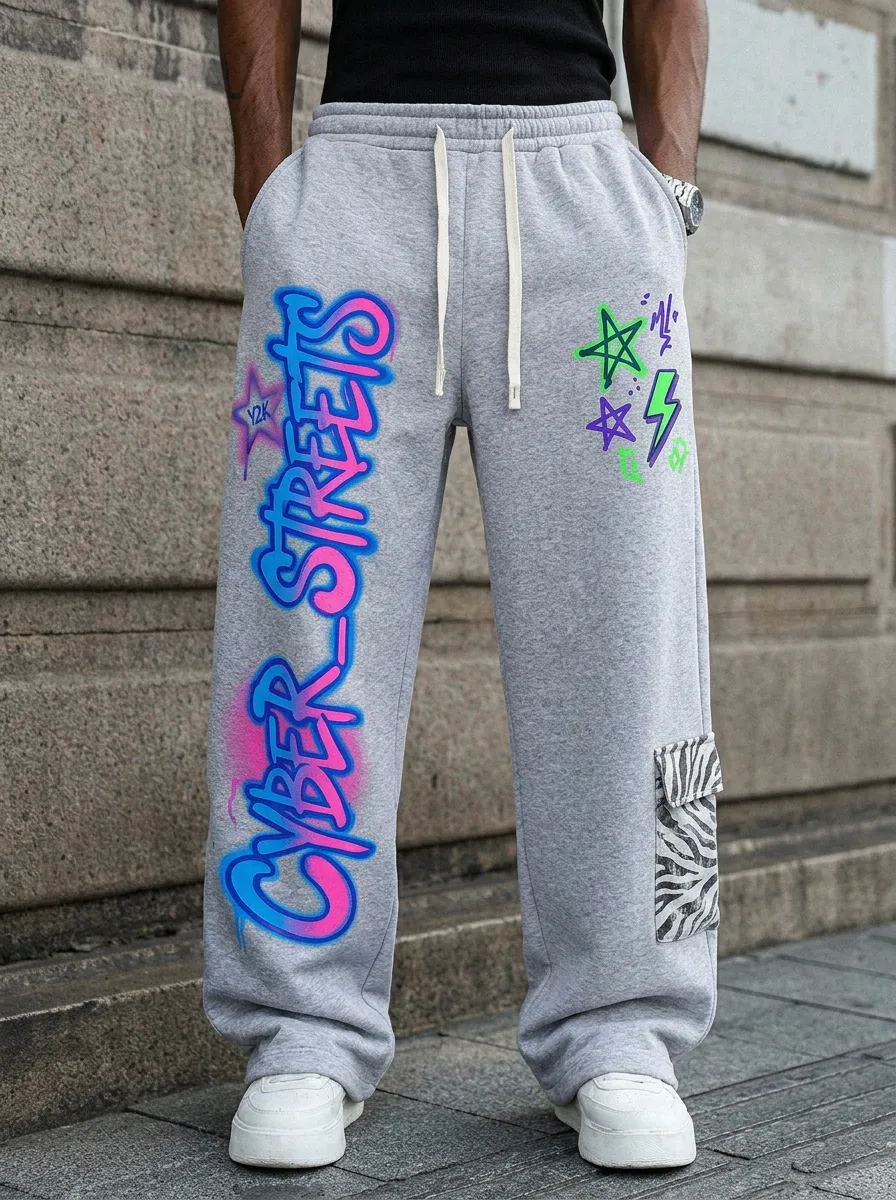 Unisex Casual Streetwear Graffiti Sweatpants