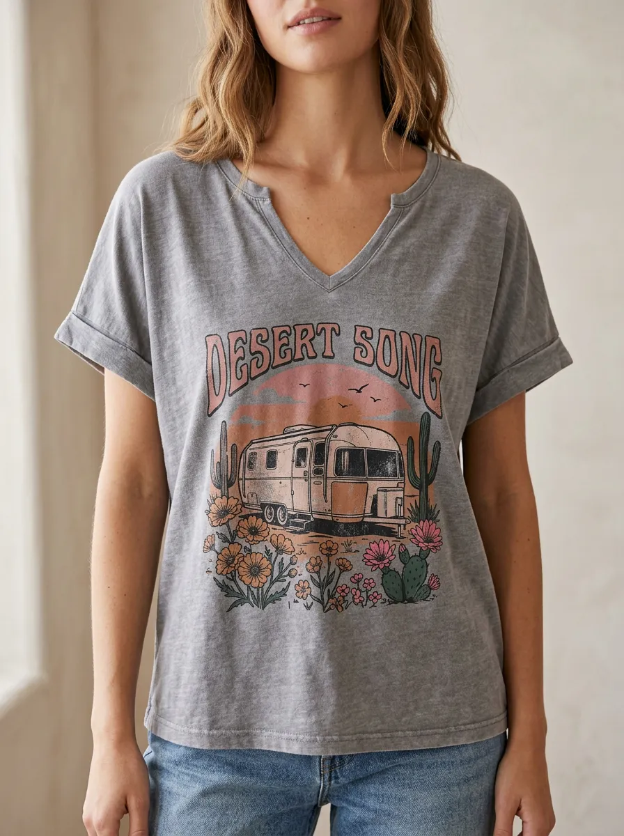 Floral Desert Women's V-Neck T-Shirt