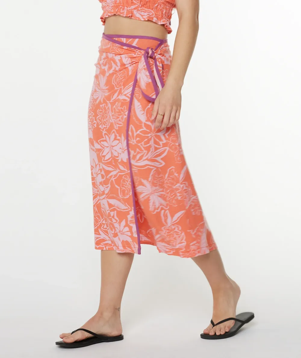 Floral Print A-Line Skirt With Tie Straps