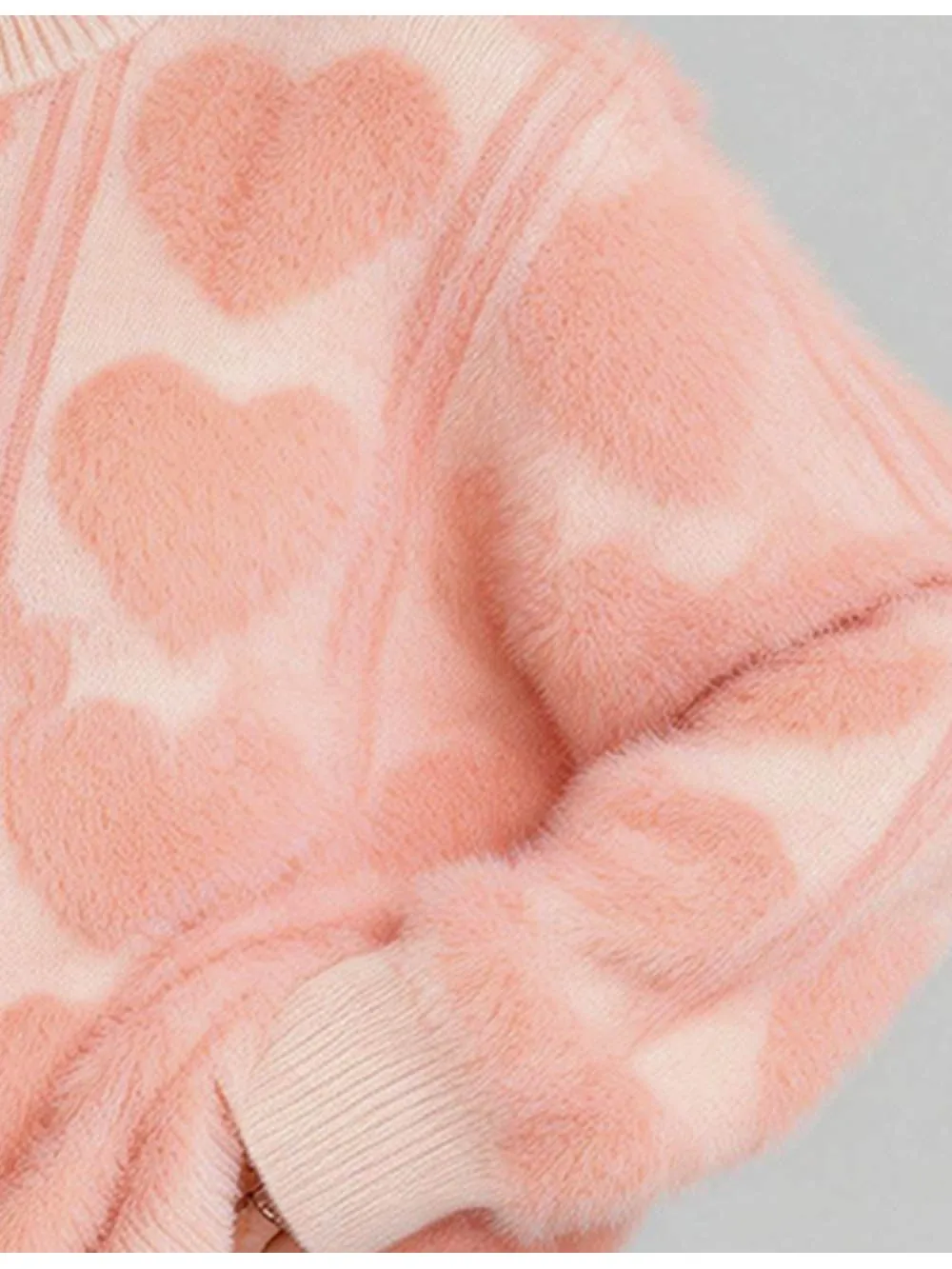 Valentine Heart Faux Mink Fur Pullover Sweater