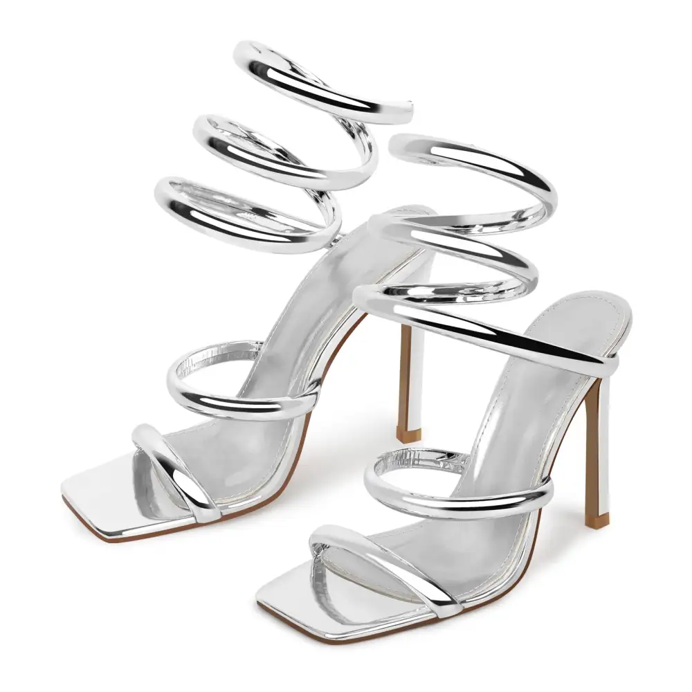 Square Toe Strap Stiletto Sandals