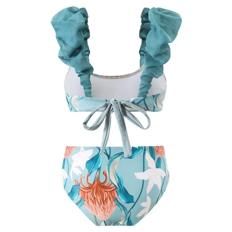 Boho Print Halter Top, Triangle Bottoms And Beach Skirt Set