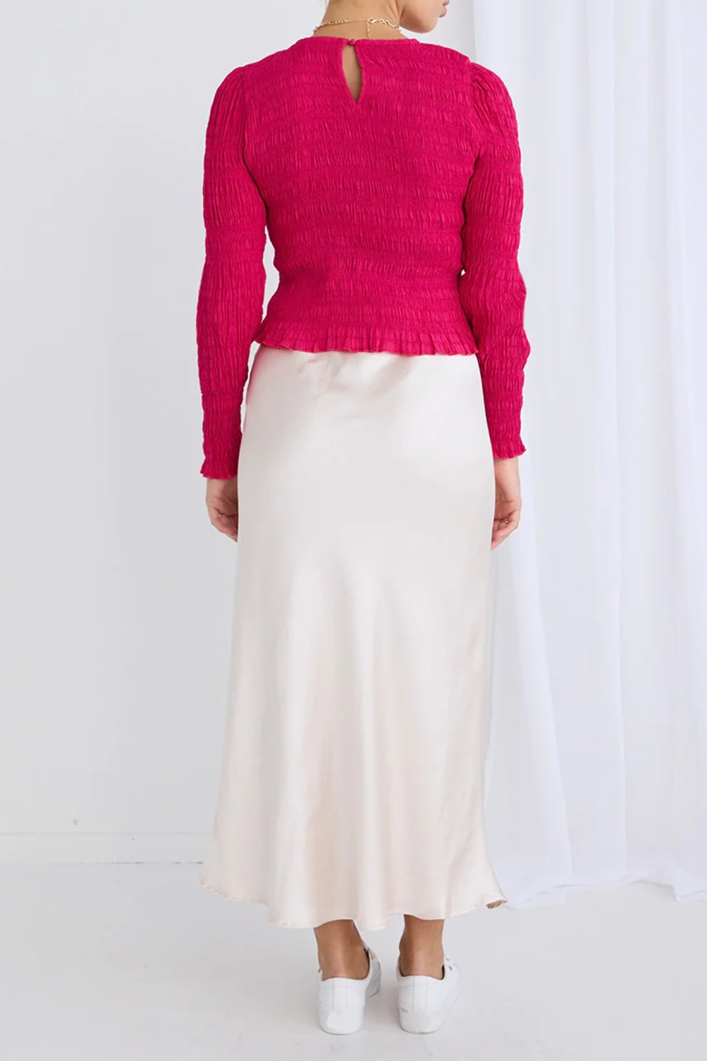 Pink Textured Long - Sleeve Knit Top