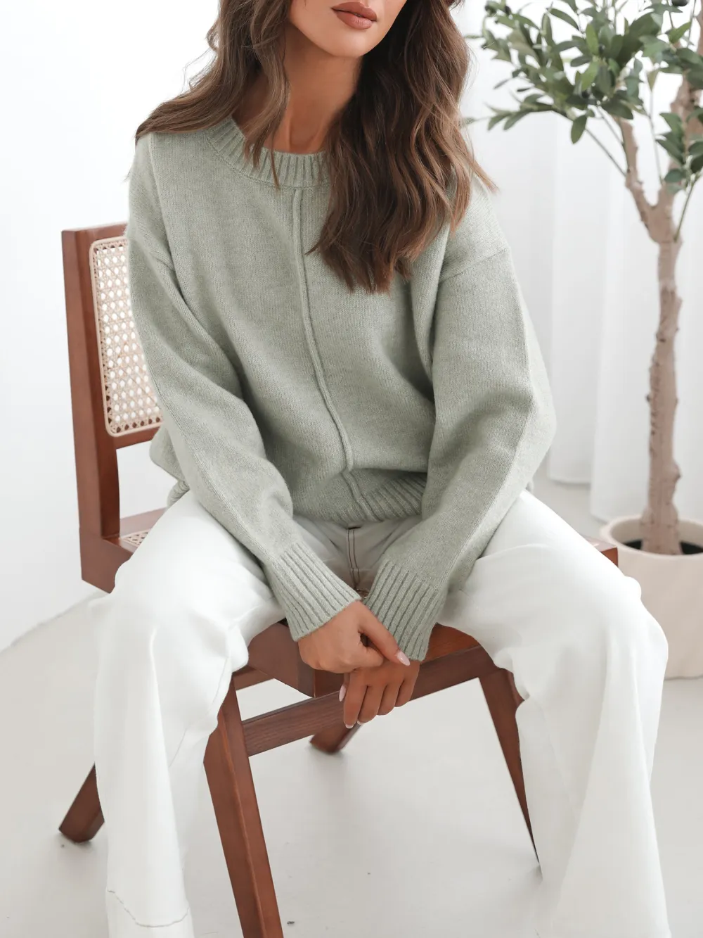 Casual Style Crew Neck Knit