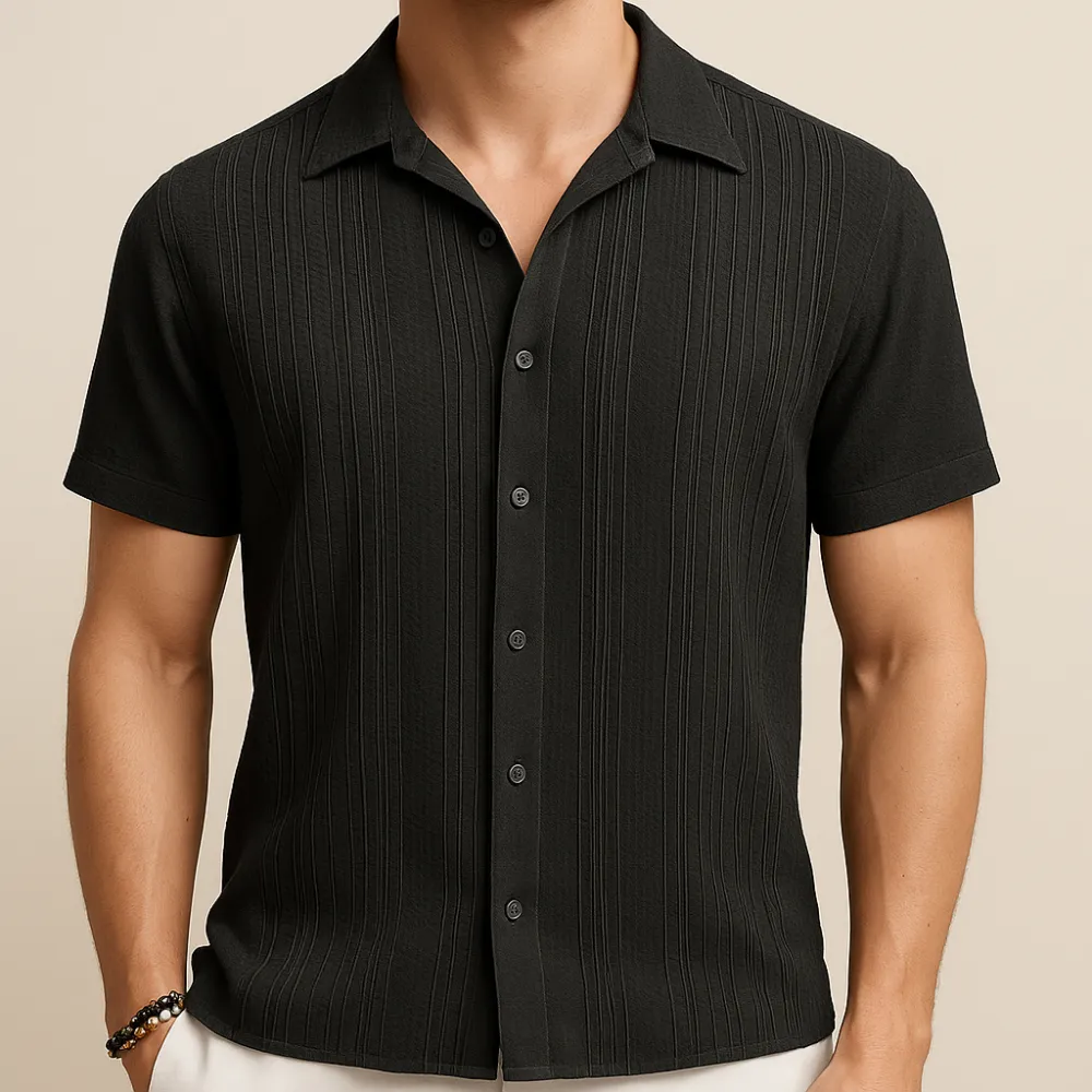 Black Cotton Pleated Beach