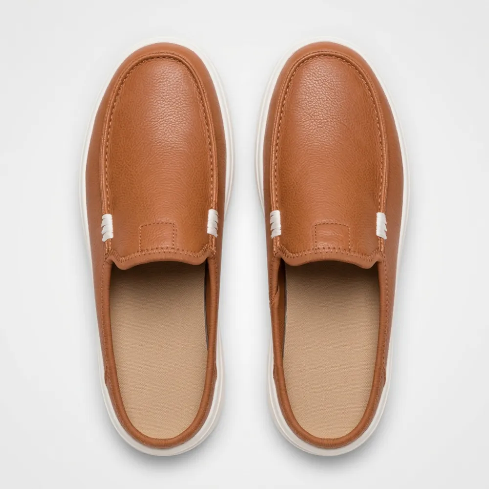 Platform Leather Slip On Mule Shoes For Women