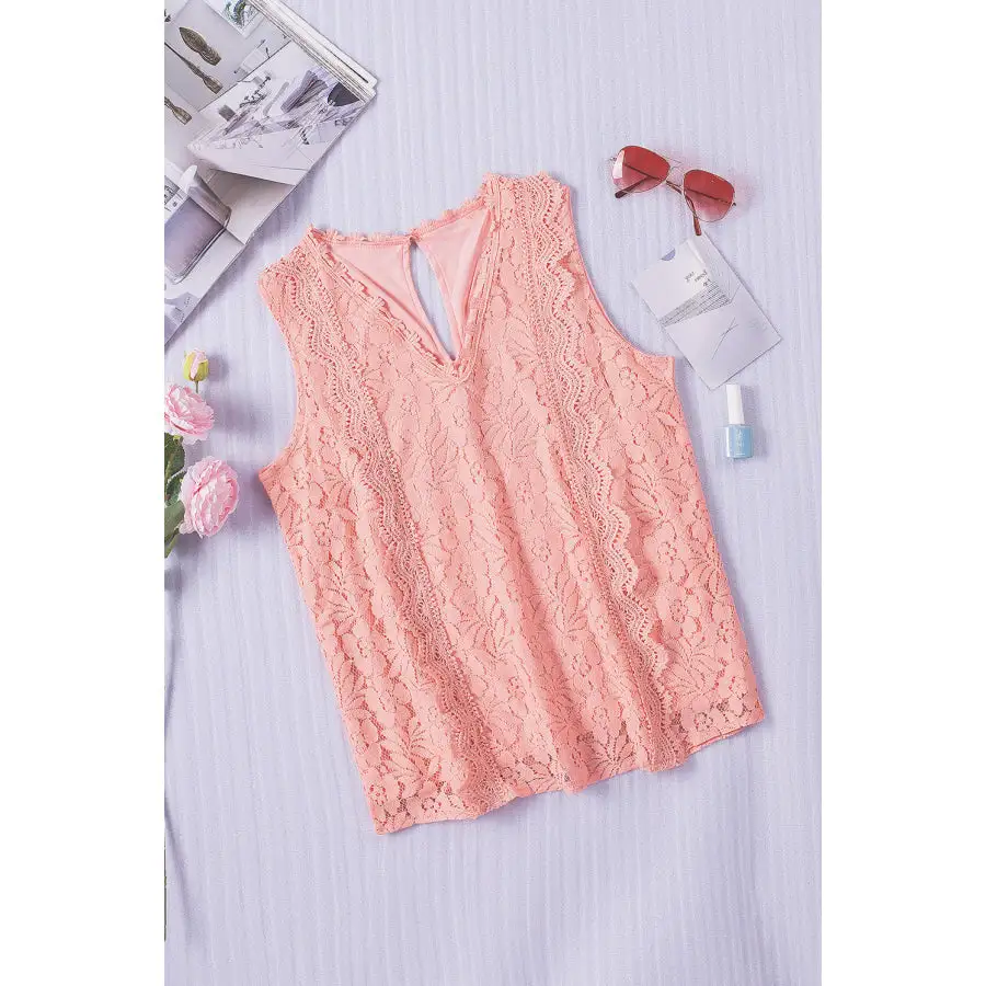 Lace V Neck Wide Strap Tank