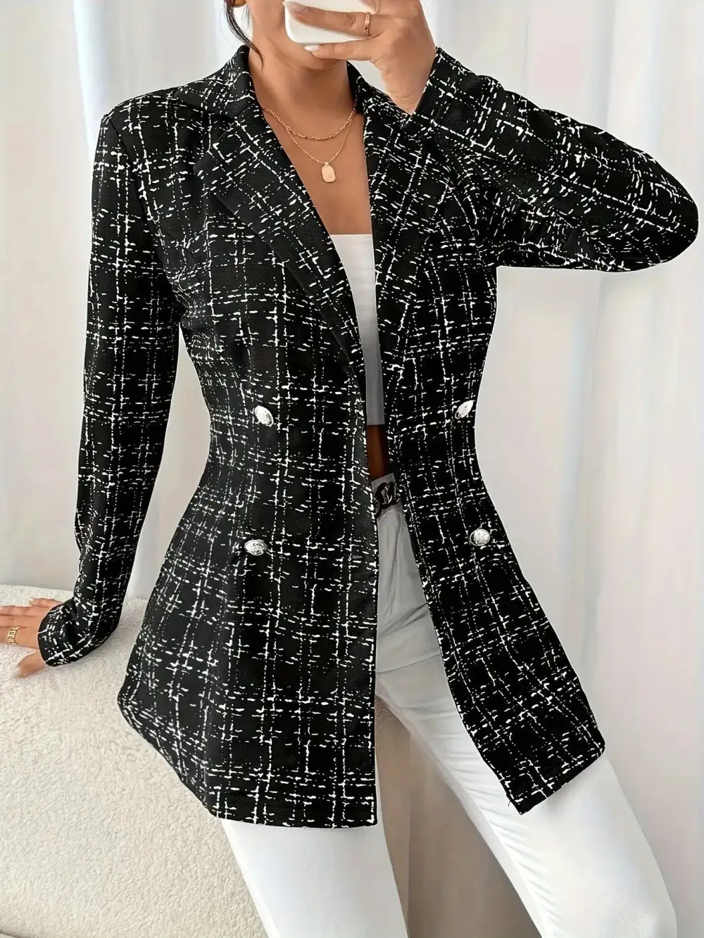 Double-Breasted Tweed Blazer