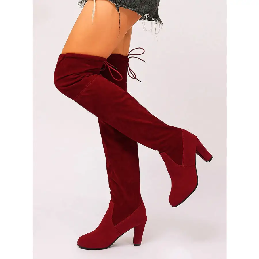 Suede Over the Knee High Heel Boots