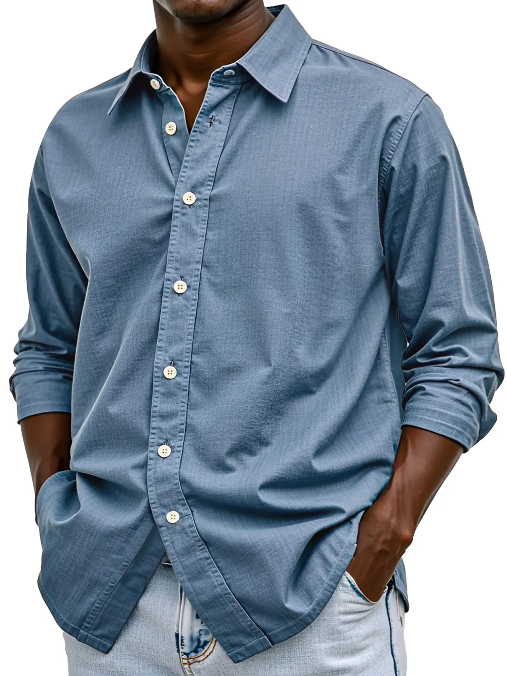 Everyday Long Sleeve Open Collar Shirt