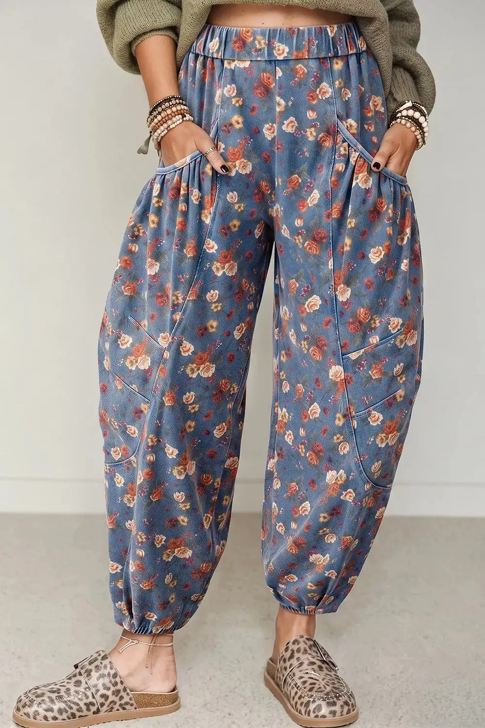 Floral Print Relaxed Fit Jeans - Ehc