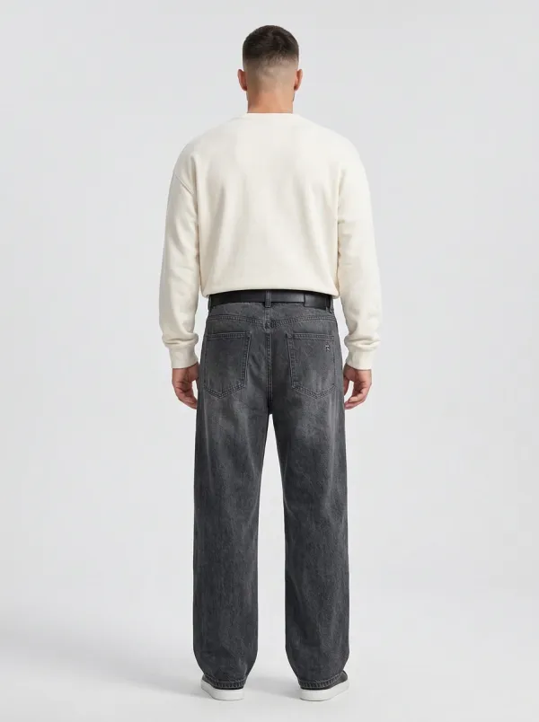 Men's Streetwear Geometric Pattern Printed Wide Leg Jeans