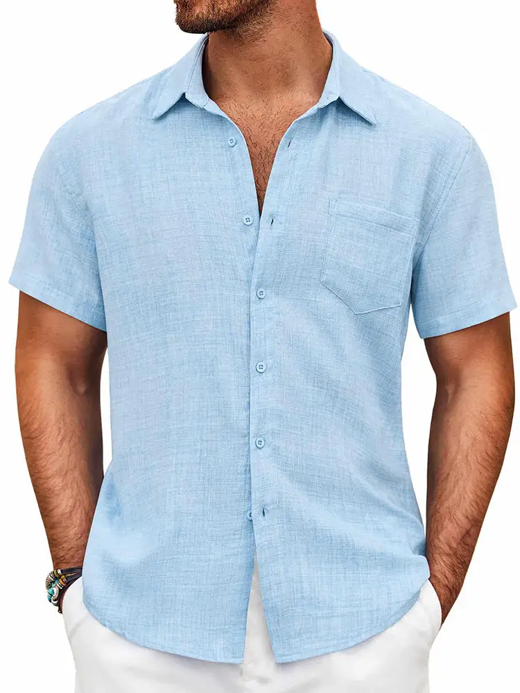 Textured Short Sleeve Button Down Shirt