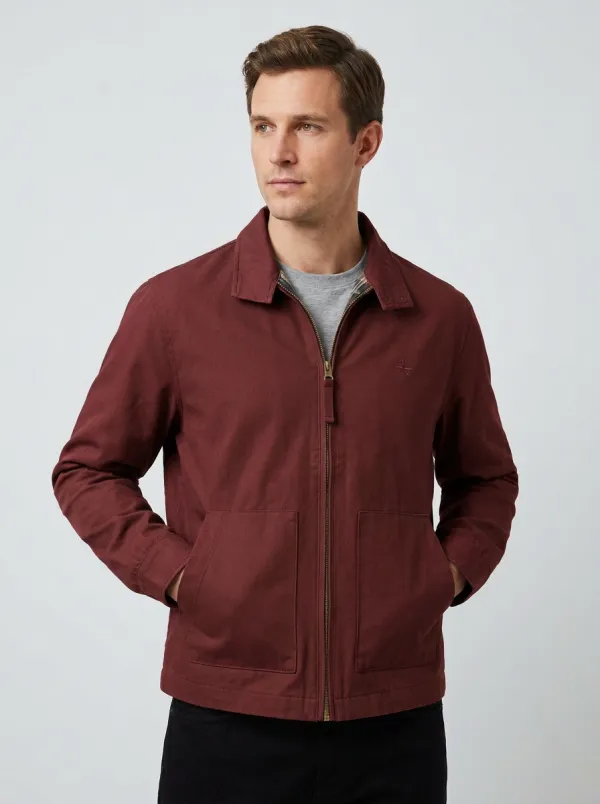 Men's Casual Outdoor Olive Green Embroidered Zip Jacket