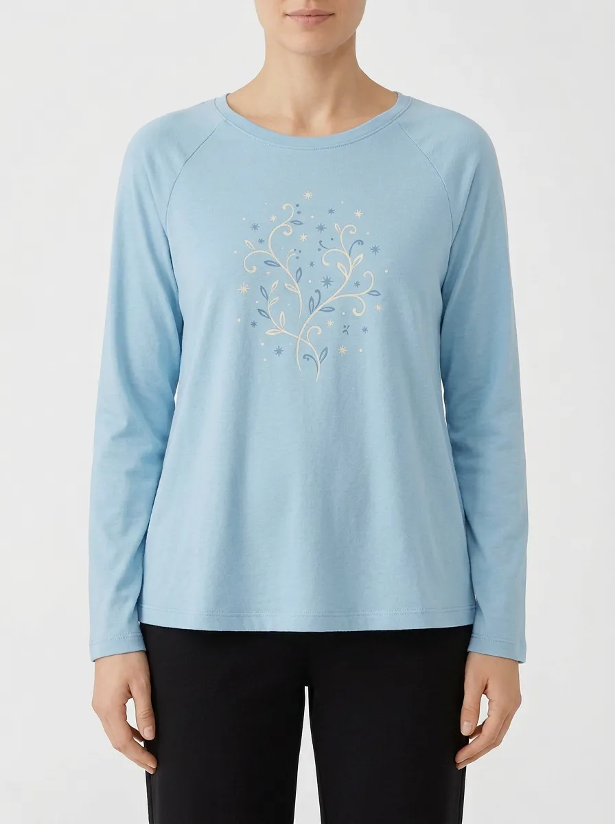 Women's Graphic Print Raglan Long-Sleeve Top