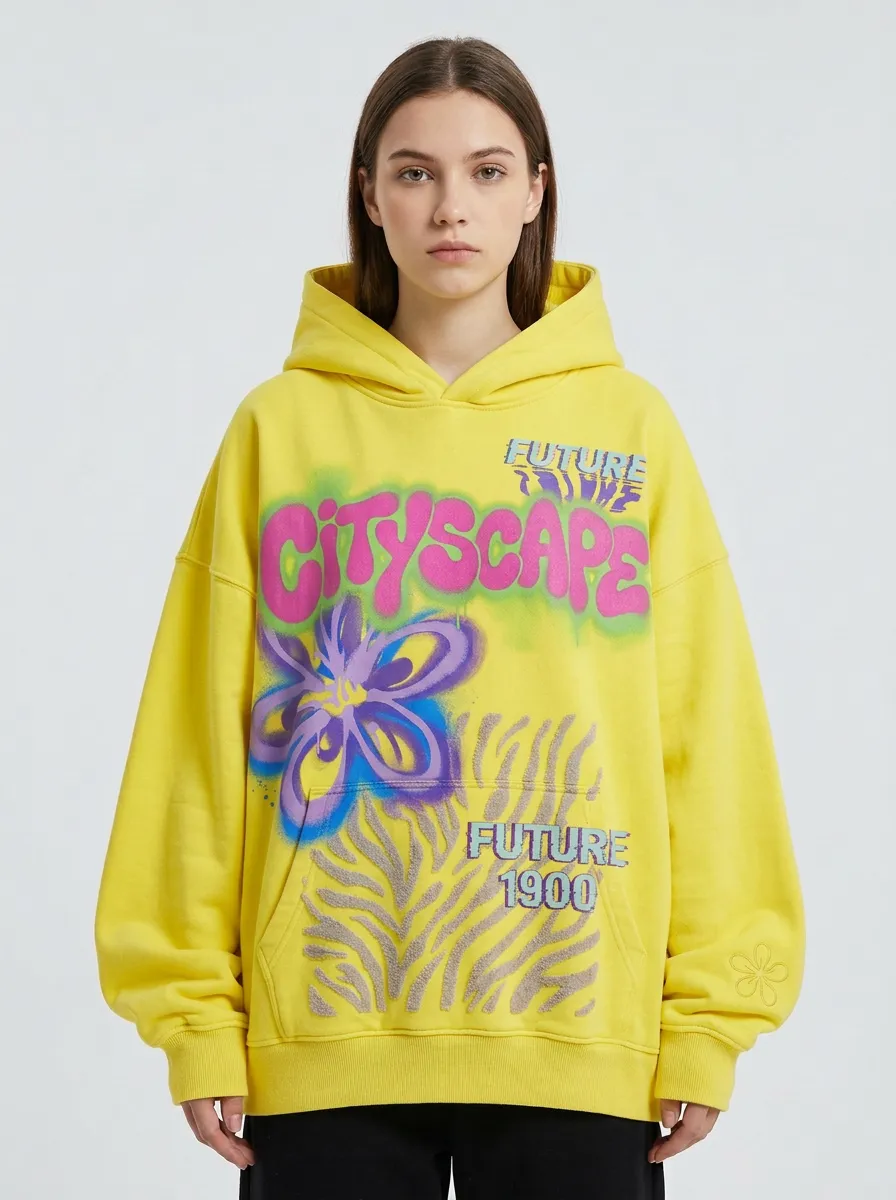 Unisex Streetwear Graffiti Zebra Floral Hoodie
