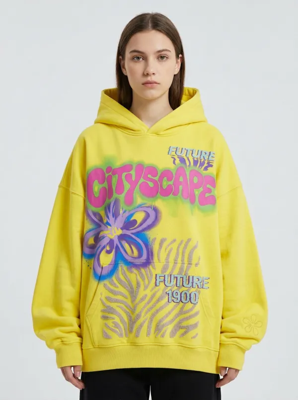 Unisex Streetwear Graffiti Zebra Floral Hoodie
