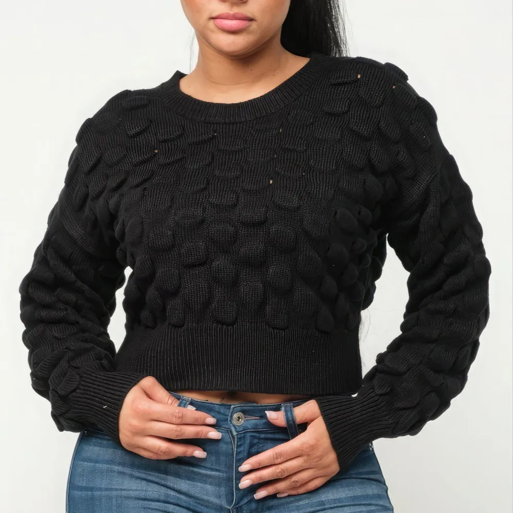 Relaxed Checker Sweater Top