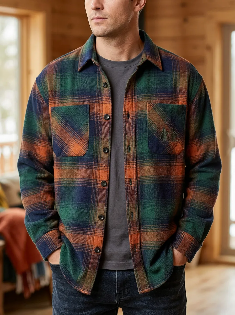Pine Tree Plaid Twin Pocket Shirt