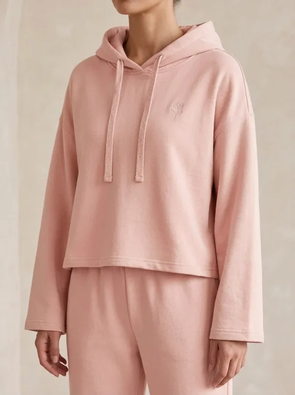 Women's Minimalist Aesthetic Rose Embroidered Printed Hoodie