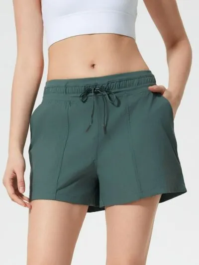 Drawstring Active Shorts With Pockets